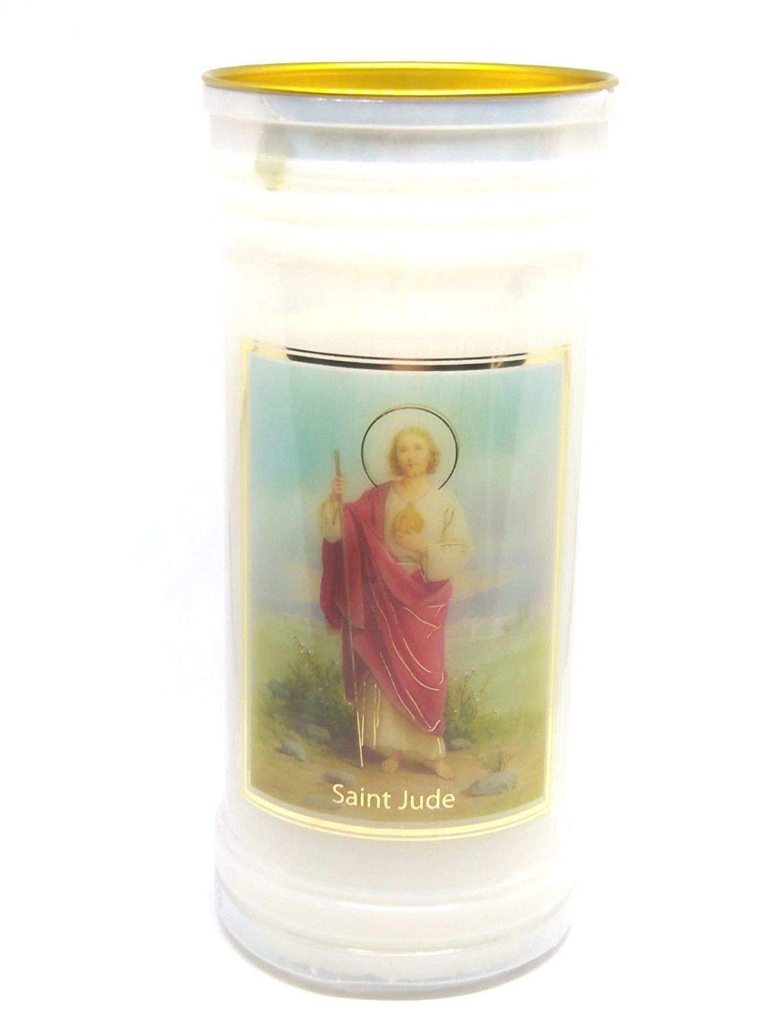 St. Jude candle 72 hour burn Prayer Saint Catholic 15cm White