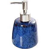 Jessie Hand Soap Dispenser,Blue Ceramic Liquid Hand Soap Dispenser with Pump,Modern Vintage Refillable Hand Lotion Pump Bottle for Bathroom Kitchen Set 10.8 oz (Blue)