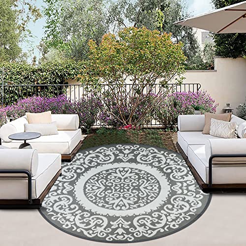 Reversible Round Outdoor Rugs for Patio 5’ Plastic Straw