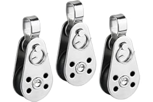 Bntyok 3Pcs Pulleys Stainless Steel Nylon Pulley Marine Pulley 59x26mm Pulley Blocks Rope Runner Kayak Boat Accessories for Sailboats Yachts Ship Pulleys