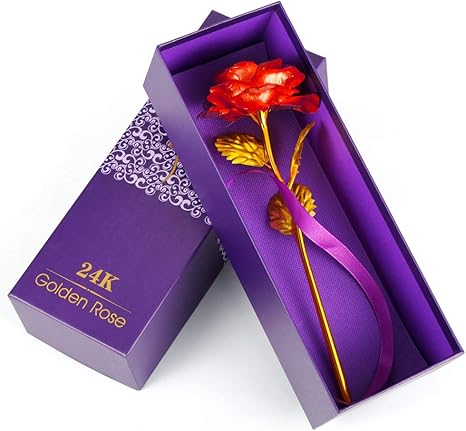 Amazon 金箔薔薇 枯れない花 バラ フラワーギフトプレゼントボックス 華やか 手芸 誕生日 母の日 結婚記念日 お祝い お見舞い お悔やみ プレゼント おしゃれ 装飾 置物 Red 造花 オンライン通販