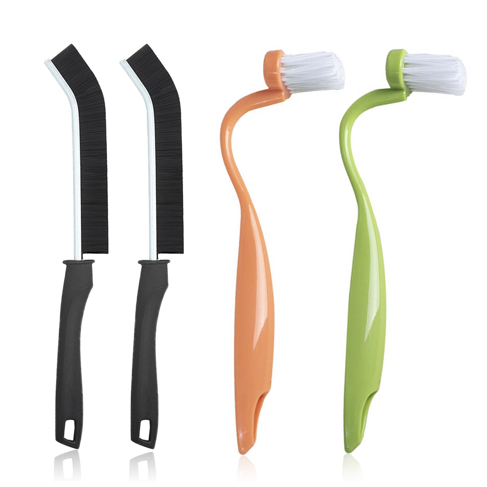 Toilet Rim Brush, Small Curved Toilet Brush 2 Pcs Under Rim Toilet Brushes with 2 Pcs Crevice Cleaning Brushes Soft Bristle Toilet Edge Brush for Groove Corner Bathroom