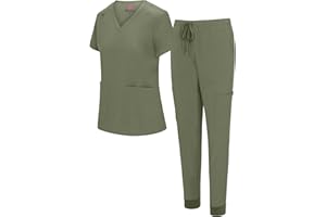 Natural Uniforms Womens Essential Cool Stretch Jogger Scrub Set with Regular and Petite Sizes