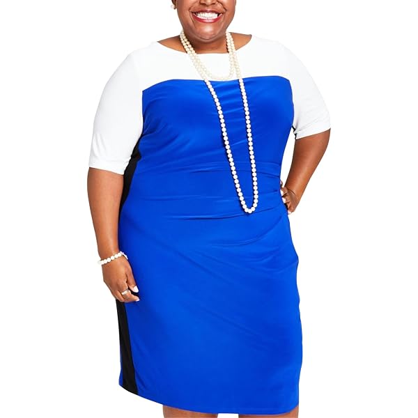 Kasper Womens Plus Colorblock Office Wear to Work Dress Blue 2X at Amazon  Women's Clothing store
