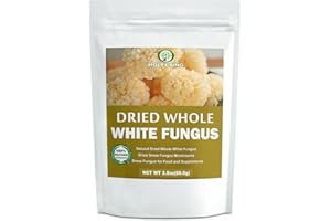 HOLFLYING Dried Whole White Fungus - 2.8 oz, All-Natural Snow Fungus Mushrooms - Linden Log Grown, Whole Natural Tremella for Cooking, Soup and Vegan Recipes, No Additives