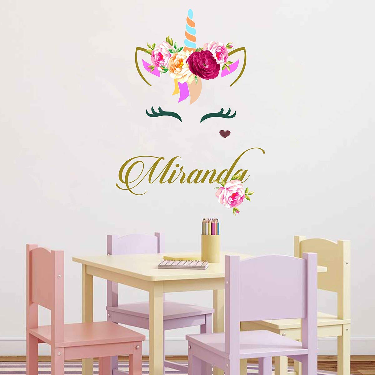 unicorn name wall decal