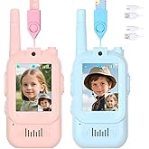 Reiie Video Walkie Talkies for Kids, Handheld Rechargeable Video Intercom Kids Walkies Talkies, for Family Games, Outside, Camping, Hiking for Children Aged 3+