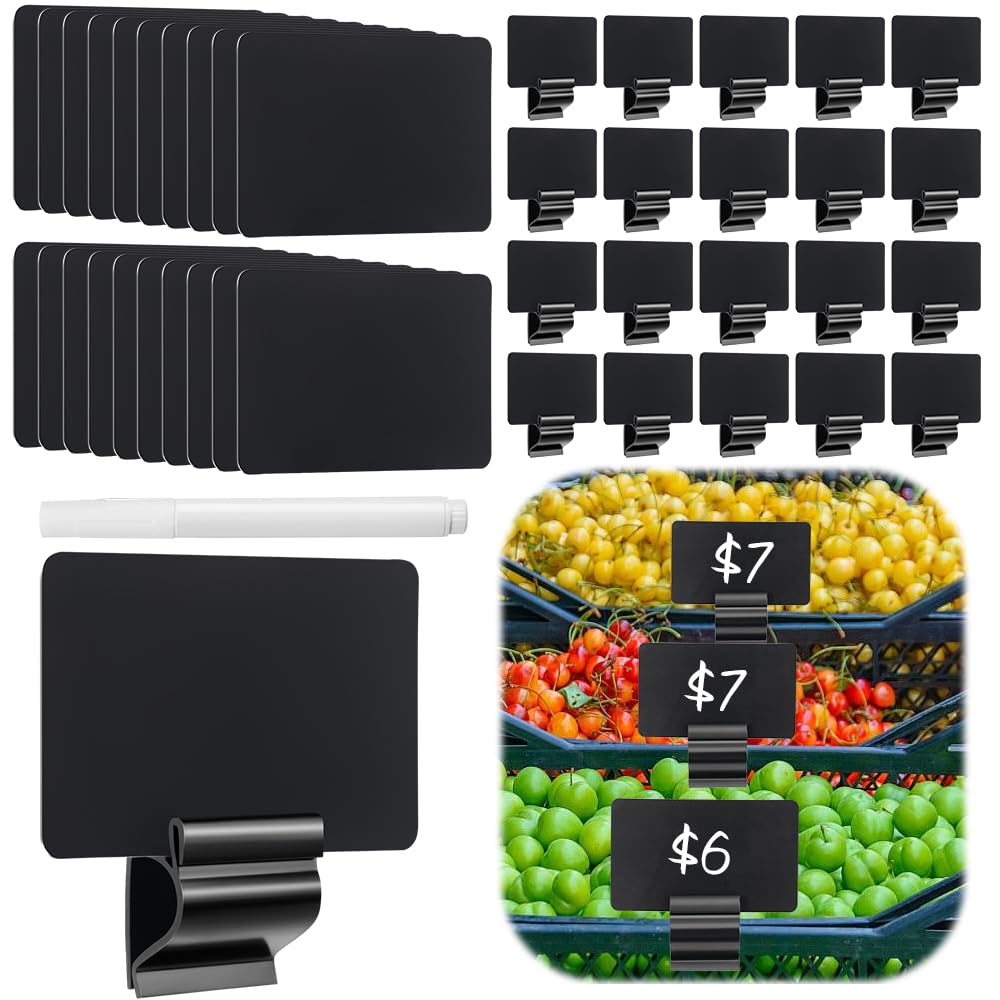 Photo 1 of phoorapace 20 Pcs Black Sign Hold Clip, Plastic Food Label Holder Buffet Price Tag Sign Holder for Business, Store, Supermarket
