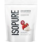 Isopure Zero Carb 100% Pure Whey Isolate Protein Powder, Gluten Free, With Vitamins, Strawberries & Cream, 25g Protein Per Serving, 1 Lb, 15 Servings (Packaging May Vary)