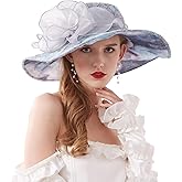 2025 Kentucky Derby Hats for Women- Organza Church Hat Fascinator Hat for Tea Party Bridal Wedding Hat Wide Brim Sun Hat