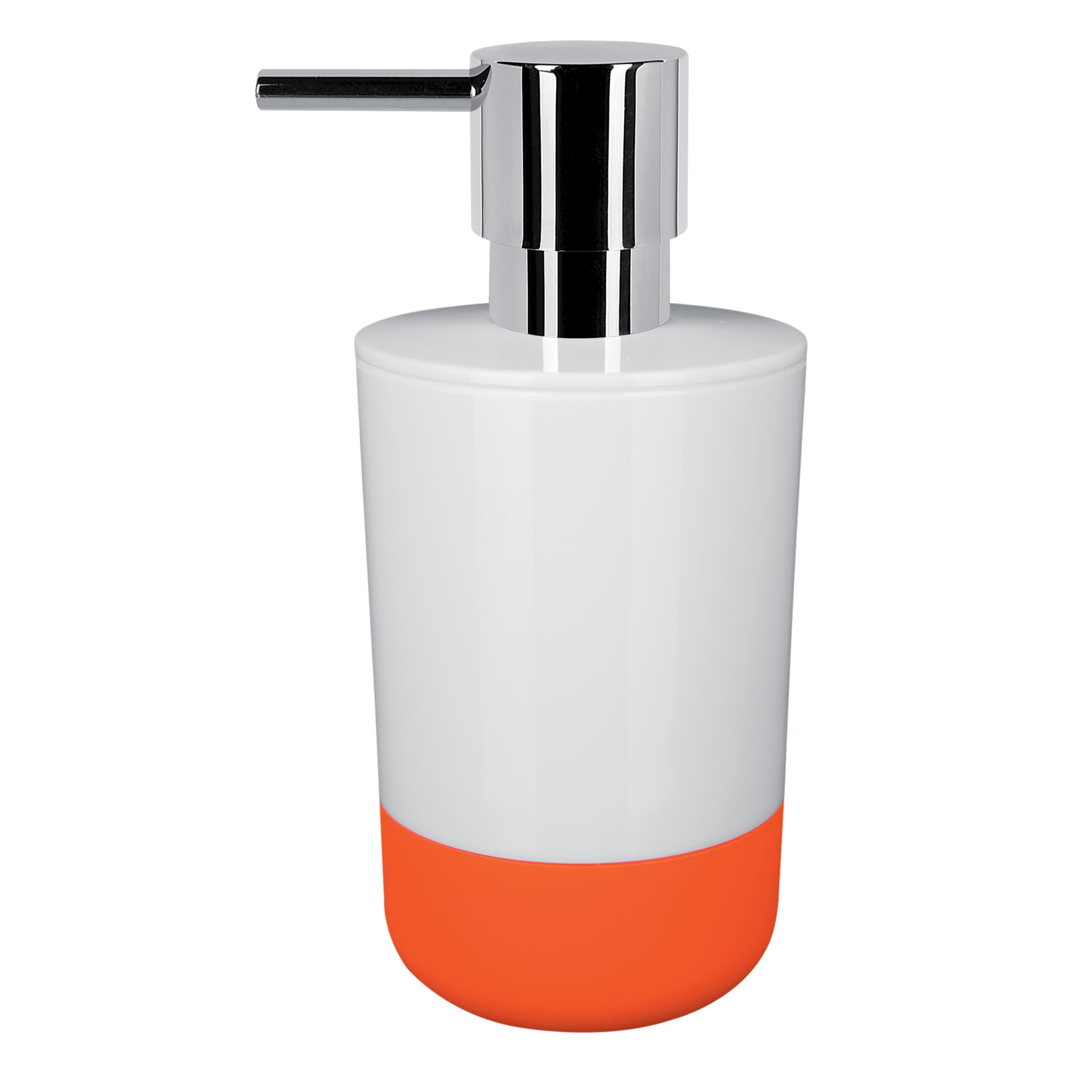 Spirella Moji Liquid Soap Dispenser with Silicone to Prevent Slipping, Capacity 7.5 x 7.5 x 16.5 cm - White/Orange