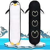 Sprinqdawin Long Penguin Plush Pillow, 20” Black Penguin Stuffed Animal, Cute Cartoon Sleeping Plushy, Soft Cuddly Hugging Plush Toy Kawaii Body Pillow, Sweet Gift at Birthday for Kids Adult