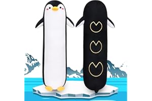Sprinqdawin Long Penguin Plush Pillow, 33.5” Black Penguin Stuffed Animal, Cute Cartoon Sleeping Plushy, Soft Cuddly Hugging Plush Toys Kawaii Body Pillow, Sweet Gift at Birthday