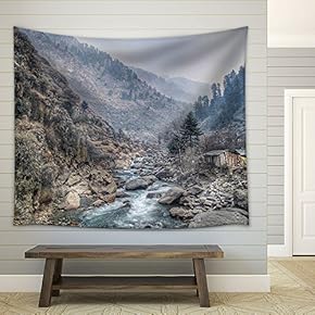 Mountain Landscape in Autumn - Fabric Wall Tapestry Home Decor - 51x60 inches
