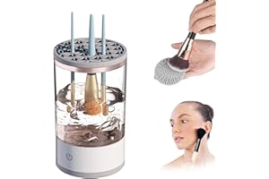 ZGRDHW Electric Makeup Brush Cleaner Makeup Brush Cleaner Machine Automatic Electric Makeup Brush Cleaner with Makeup Brush Cleaner Mat for All of Makeup Brushes(White)