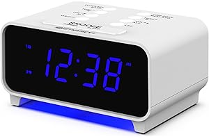 Emerson CKS1500 SmartSet Dual Alarm Clock Radio with AM/FM, 0.9” Blue LED Display, 4-Level Dimmer, Blue Accent Light, Sleep Timer & Auto Time Setting