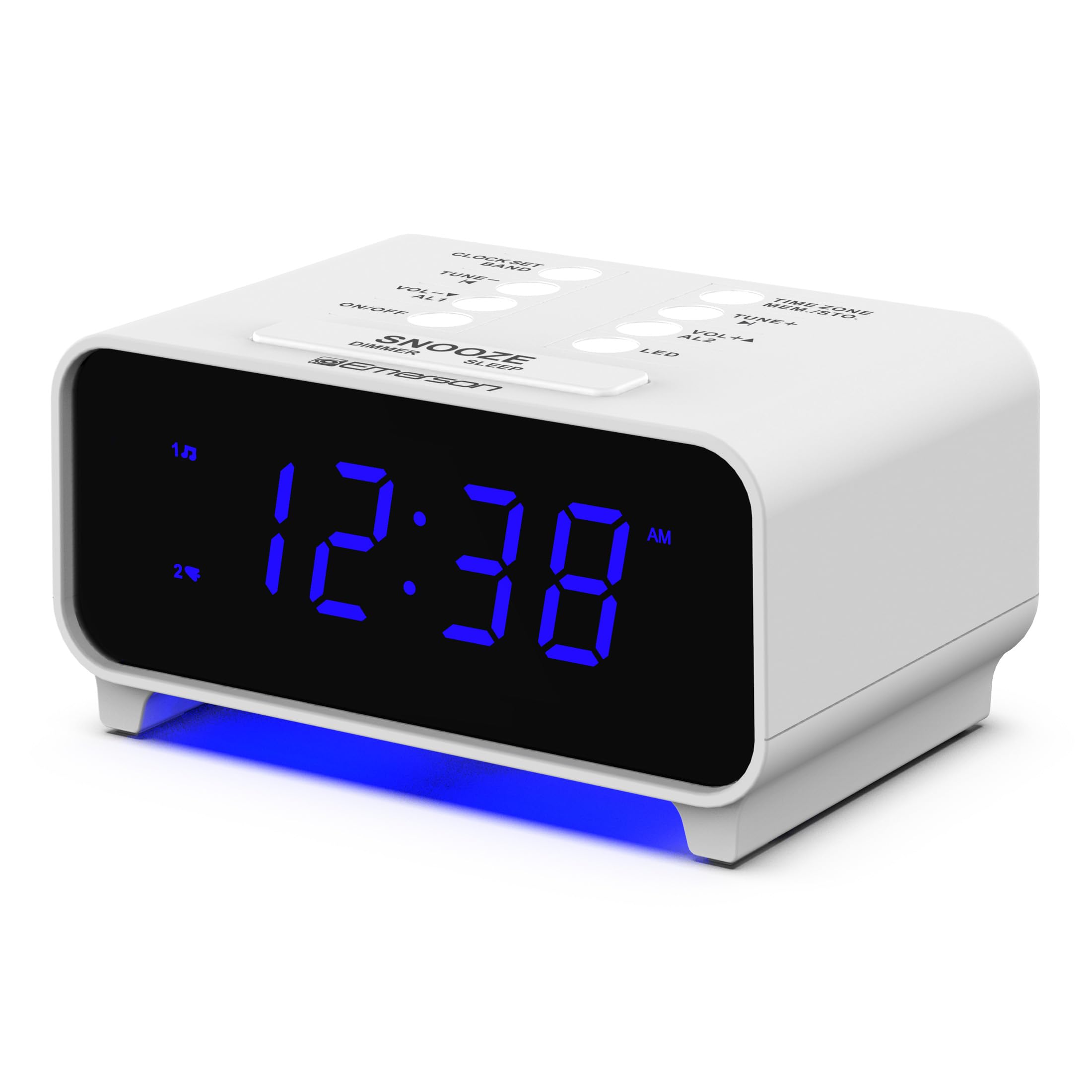 Photo 1 of Emerson CKS1500 SmartSet Dual Alarm Clock Radio with AM/FM, 0.9” Blue LED Display, 4-Level Dimmer, Blue Accent Light, Sleep Timer & Auto Time Setting