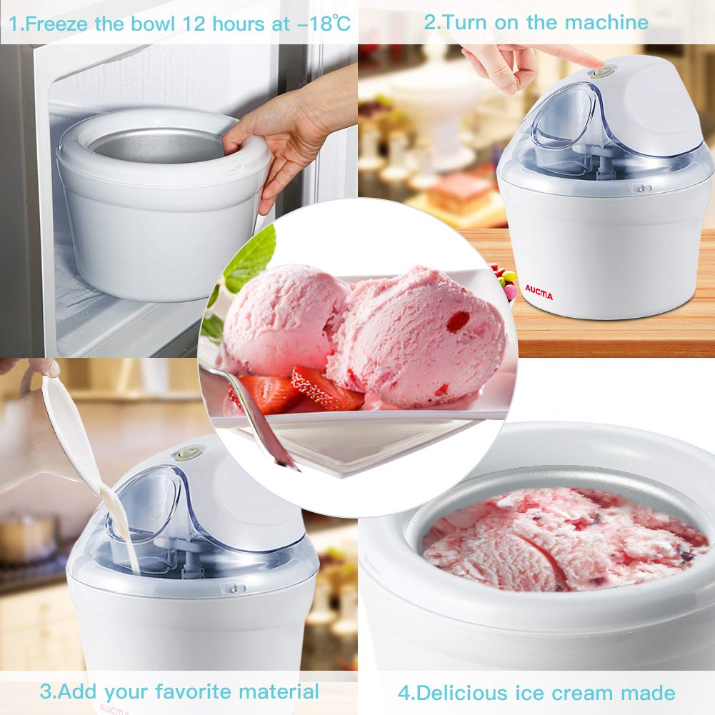 AUCMA DIY Ice Cream Maker Gelato Frozen Yogurt Sorbet Machine 1.5 Quart