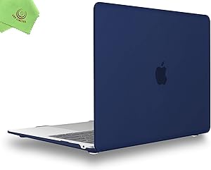 UESWILL Smooth Matte Hard Shell Case Cover for 2018 2019 2020 MacBook Air 13 inch Retina Display & Touch ID & USB-C Model A2179 A1932, Navy Blue