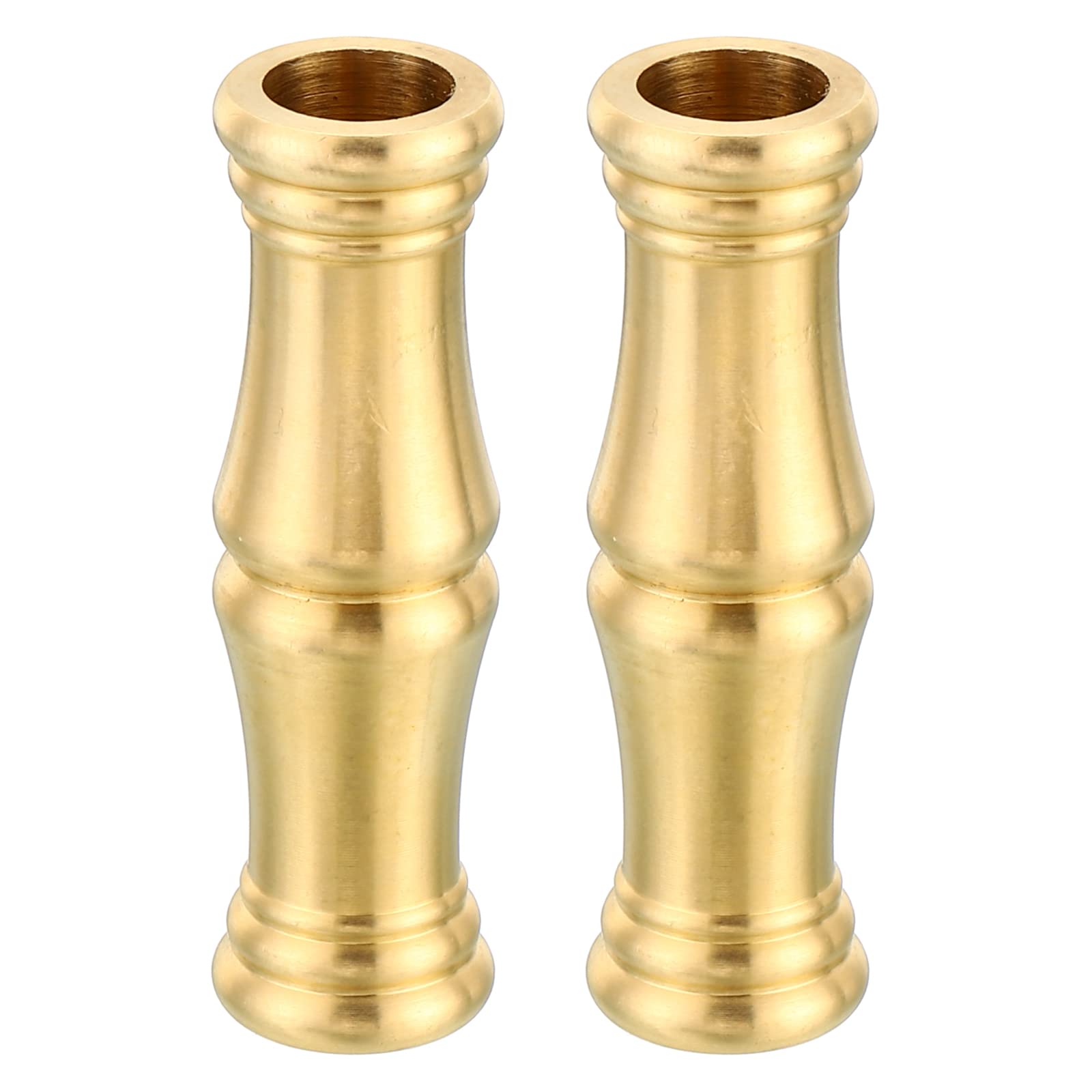PATIKIL 15.5x54mm Solid Brass Lamp Neck, 2 Pack Threaded Turned Brass Spindle Slips Lamp Finial Pipe Coupling for Lamp Decoration