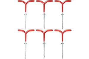 INOOMP 6pcs Heavy Duty Metal Ice Fishing Tent Pegs Screw-in Stakes 6.9 Inch for Winter Ice Anchors