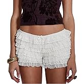 Women Ruffle Bloomers Shorts Cute Layered Lace Pettipants Booty Mini Shorts Coquette Boyshorts