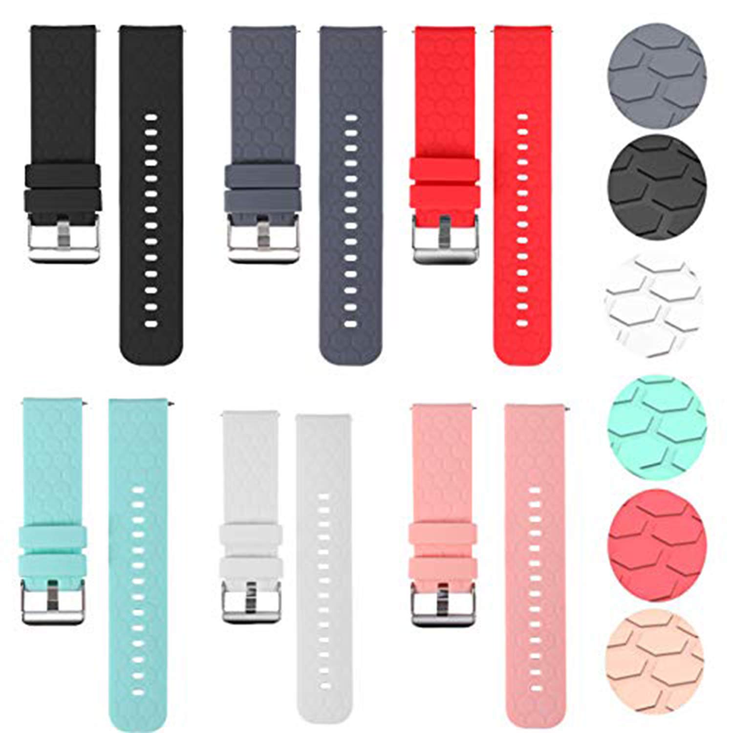 RuenTech Compatible with Umidigi Uwatch 3 / Umidigi UFit / Umidigi Uwatch GT bracelet replacement bracelet silicone strap bracelets accessories (black + teal + pink + white + red + gray)