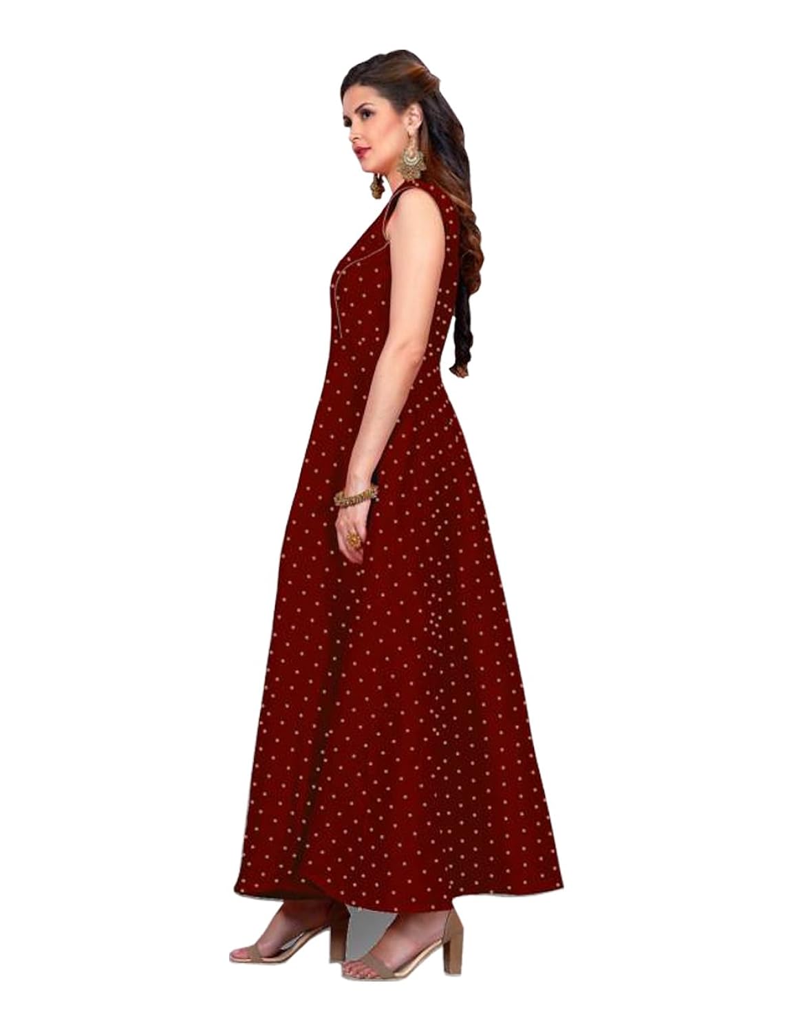 vrundavan fashion red embrodary gown taffeta silk