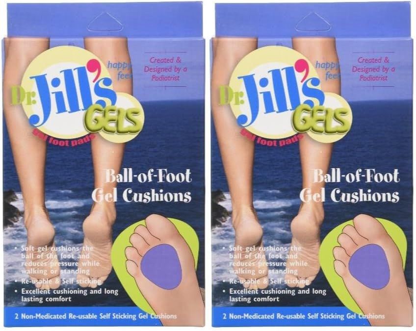 Dr. Jills Gel Ball of Foot Cushions (Self-Sticking and Re-Usable) (Pack of 2): Health & Personal Care
