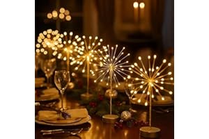 GENERIC Nest and Flowers Table Lights, 2026 Upgraded Mini Table Starburst Silver, LED Twinkle Firework Light for Christmas Party Indoor Decor Gift (3PCS Warm)