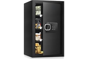 PSISUVRY 5.1 Cuft Large Home Safes Fireproof Waterproof, Anti-theft Security Personal Safe Box With Digital Keypad & 3 Removable Shelves and Led Light, Fireproof Document Safes for Home Money Valuables