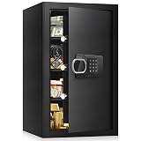 5.1 Cuft Large Home Safes Water and Fireproof with Digital Keypad & Key Lock, Fire Security Safes with 3 Removable Shelves, Anti-Pry Safe Box for Money Documents Jewelry, 23.62"H x14.96"W x 12.2"D