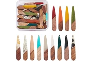 BB BEADTHOVEN Beadthoven Multiple Pairs Resin Wood Charms DIY Earrings Pendants Bohemian Wooden Pieces Pendants for Statement Earrings Bohemian Jewelry Making Necklace Findings Ornaments