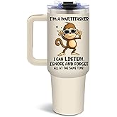 DUUV Multitasker Tumbler 40 Oz, Funny Monkey Design, Stainless Steel Insulated Mug with Humorous Multitasking Quote, Christmas Thanksgiving Gift for Busy Individuals, Co-Workers, and Friends, 1PCS