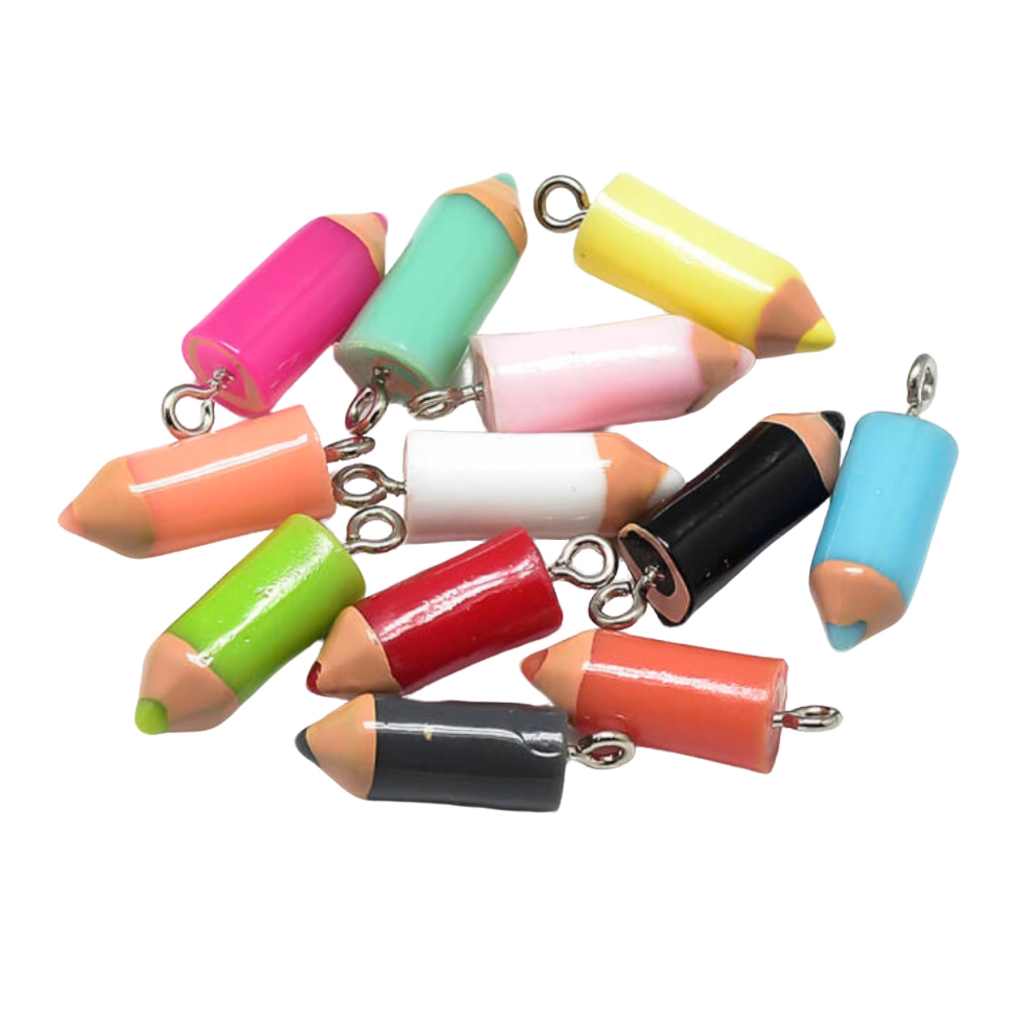 DanLingJewelry 10 pcs Random Color Resin Pencial Pendants Pencil Charms Mini Pencil Pendants for DIY Jewelry Making Crafting