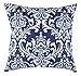 TreeWool Damask Accent Spring Summer 18x18 Set of 2 Decorative Throw Pillow Covers 100% Cotton Home Decor Pillowcases for Sofa Couch (Navy Blue)