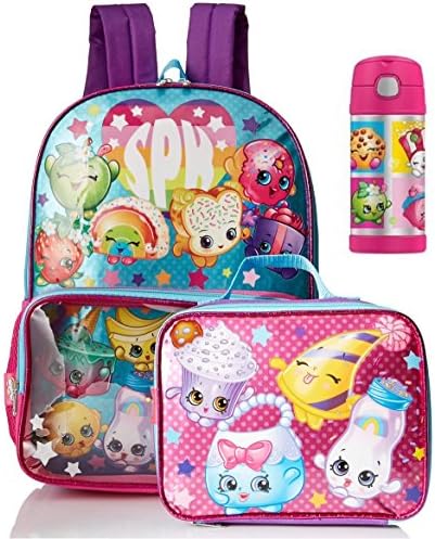 Shopkins 3 Piece Back to School Set - 16" Large Backpack, Lunch Tote &amp; Thermos Funtainer Set
