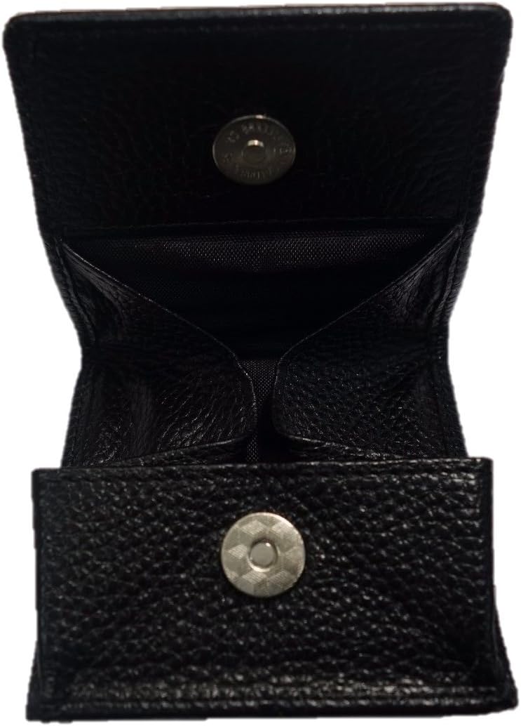 Mens Ladies TOP Quality Black LEATHER COIN TRAY/PURSE Magnectic Popper