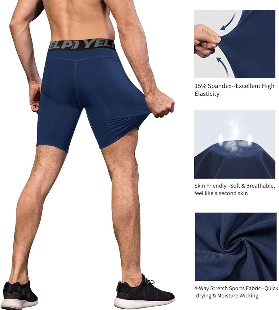 WRAGCFM Men's Athletic Compression Shorts with Pockets Spandex Running Workout Active Underwear: Clothing
