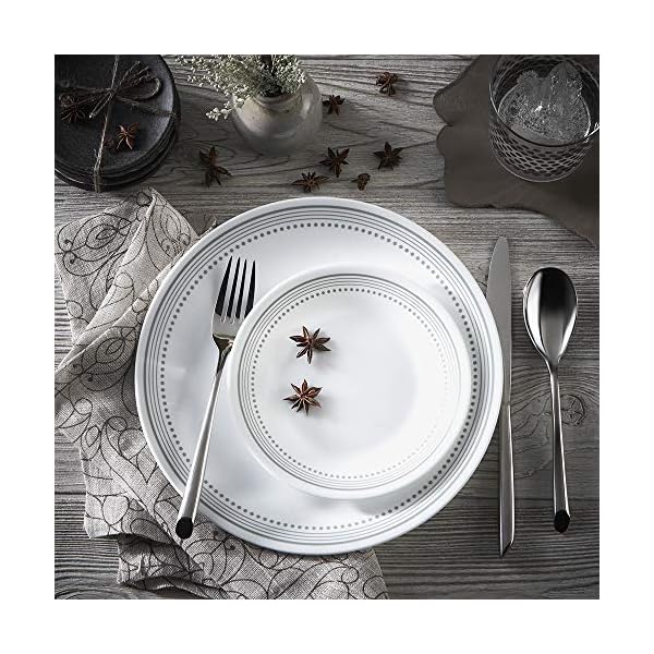 Corelle-Tableware-Set-Glass-Mystic-18-Piece Corelle 18-piece Dinner Set, Mystic Grey, Service for 6, Chip Resistant Dinnerware, includes 26cm dinner plates, 17cm…