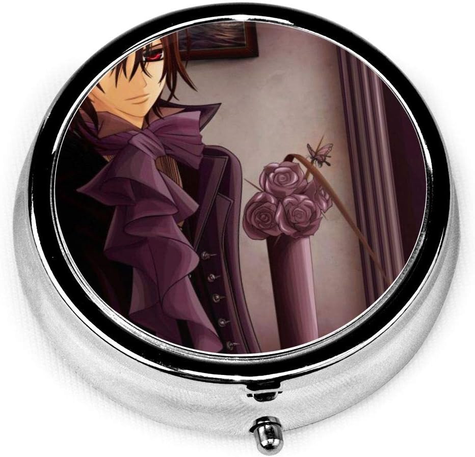Vampire Knight Kaname Anime Pill Box Pill Case Round Pill Box Case Pill Box for Pocket Or Purse - Three-Compartment Pill Box/Pill Case