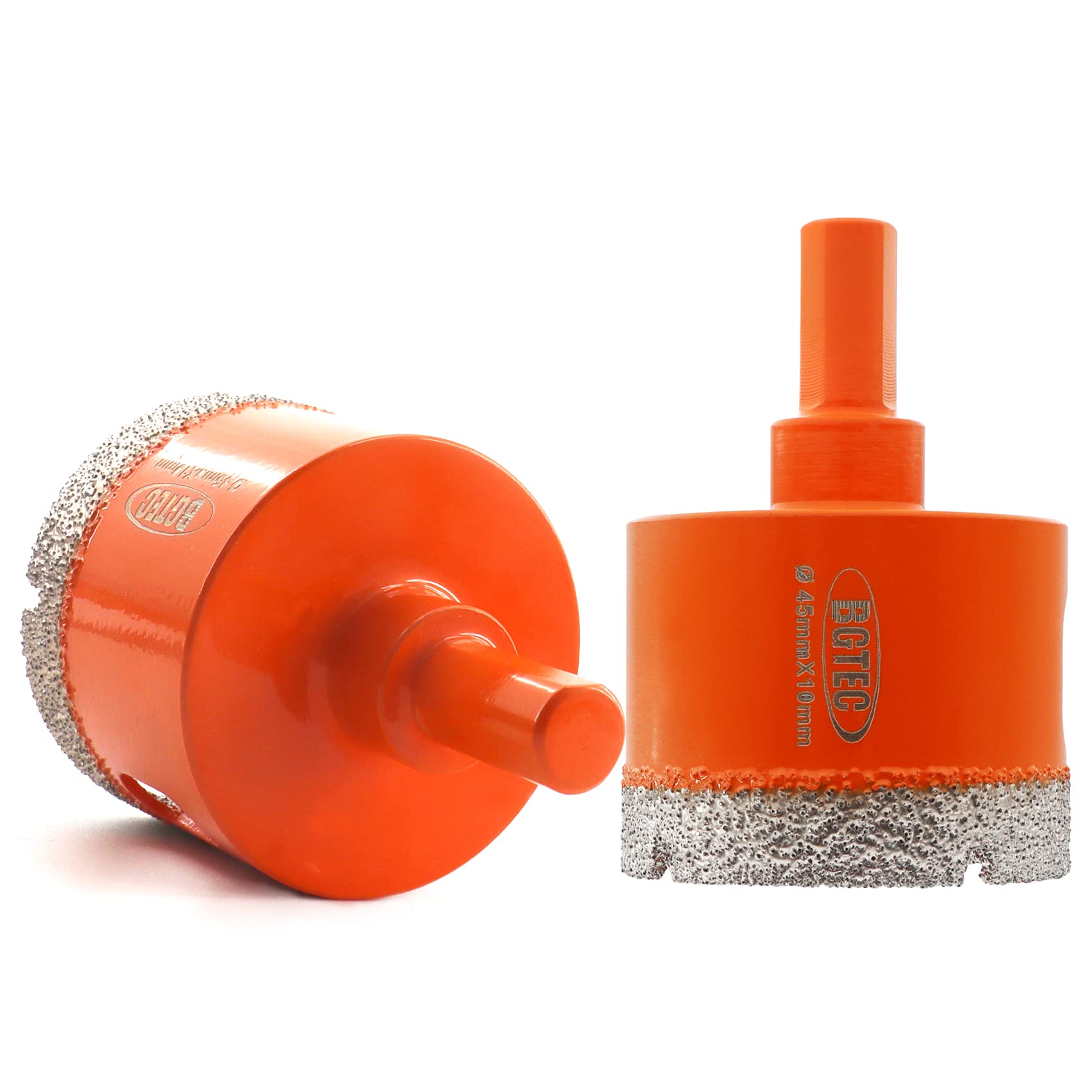 BGTEC Diamond Core Drill Bits, 2pcs 45mm Triangle Shank Hole Saw Drill Bits for Ceramic Porcelain Tile Marble Granite Stoneware Quartz Vacuum Brazed Diamond Drill Bit 65mm Length — image 1