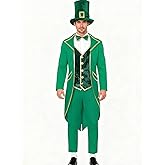 Funny World Leprechaun Costume Men St Patrick's Day Outfit Irish Lucky Suit 4pcs Set Party Halloween