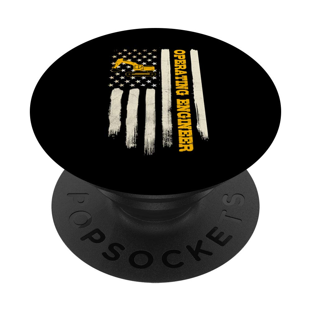 Operating Engineers Gifts Patriotic American Flag PopSockets PopGrip: Swappable Grip for Phones & Tablets