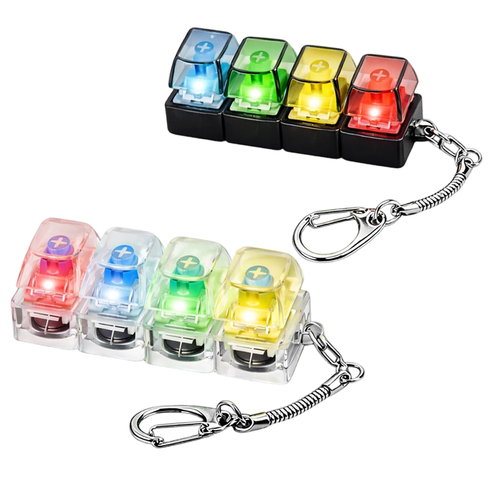 GxouQcn Keyboard Fidget Toy, 2 Pcs Stress Relief Clicker Keychain with Dual Functionality, Anxiety Management Tool for Office Work and Study Focus 14+