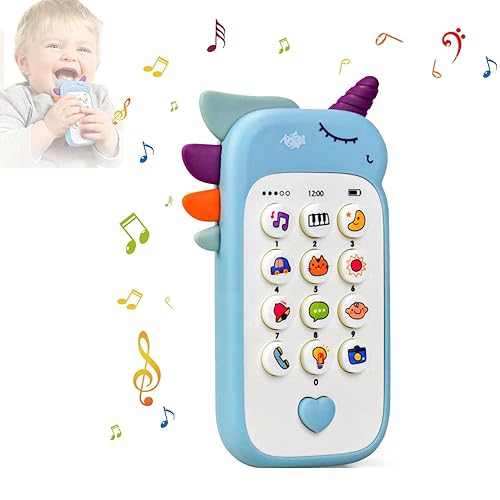 Bambebe Baby Phone Toys for 1 Year Old Boys Girls Gifts, Musical Baby Sounds Toys for Babies 12-18 Months, Interactive Baby Cell Phone Toy with Early Education & Music(Blue)