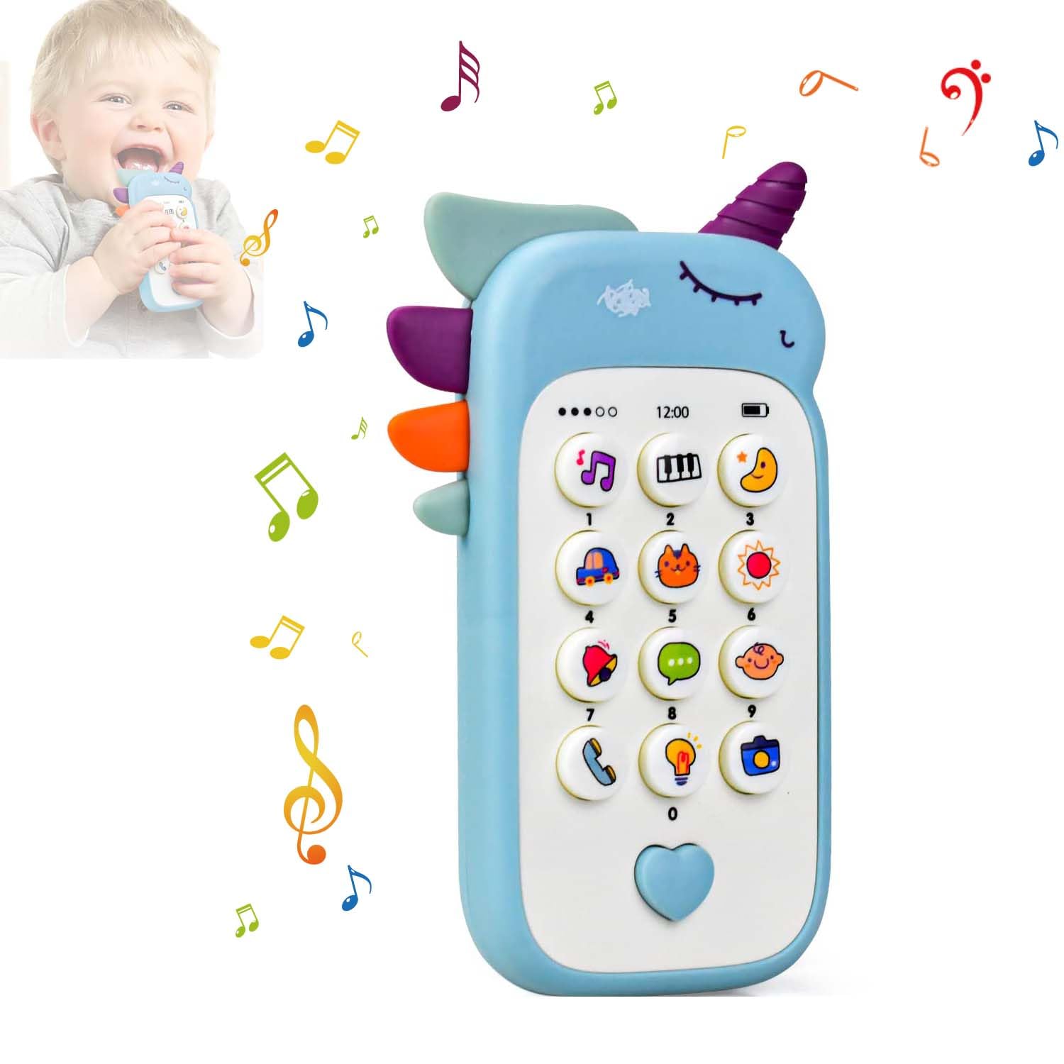 Bambebe Baby Phone Toys for 1 Year Old Boys Girls Gifts, Musical Baby Sounds Toys for Babies 12-18 Months, Interactive Baby Cell Phone Toy with Early Education & Music(Blue) — image 1