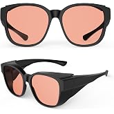 Goiteia FL-Rose Migraine Glasses Over Glasses, Blocks Overhead &amp; Side Light | Rose Tinted Lenses - Ultra-Light TR90 Frame - Anti-Reflective &amp; Oil-Resistant Coating - Blocks 480-520 nm Blue&amp;Green Light