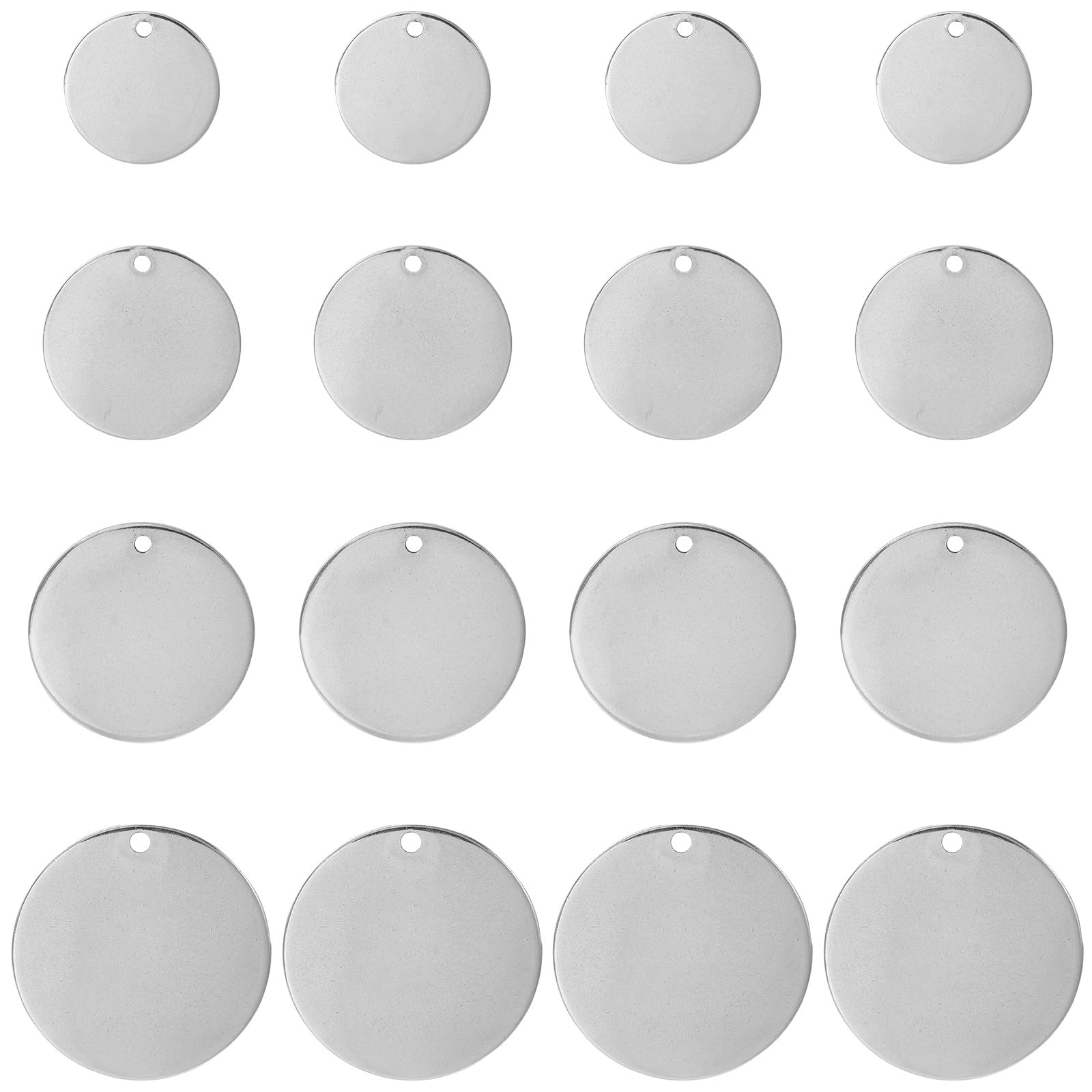 Airssory 60 Pcs Stainless Steel Round Shaped 15/20/23/30mm Stamping Blank Tag Charms Pendants for Earring Bracelet Necklace Jewelry Making DIY Crafts