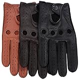 Ambesi Men's Open Back Deerskin Leather Driving Gloves